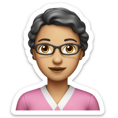 cute female chemical engineer pink accent sticker