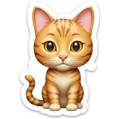 A 3D cartoon golden tabby Bengal cat with realistic striped pattern, warm lighting, natural depth, Memoji-style cinematic detail. sticker