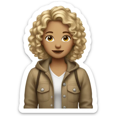 Girl with curly dirty blonde hair and mix’s and cute  sticker