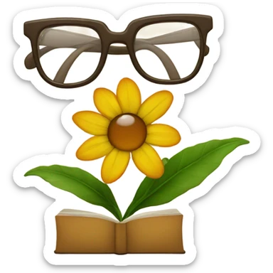 Flower with glasses reading a book sticker