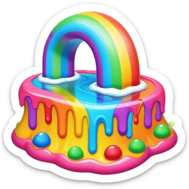 melting neon rainbow candy renaissance landscape sticker