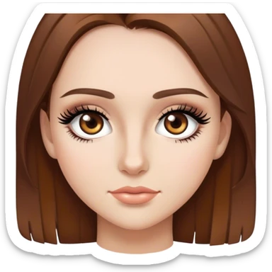 girl with brown hair, hazel eyes, eyeliner, eyelashes sticker