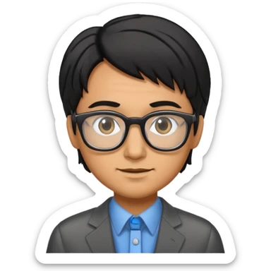 Un locutor de radio, pelo negro con canas, con gafas sticker