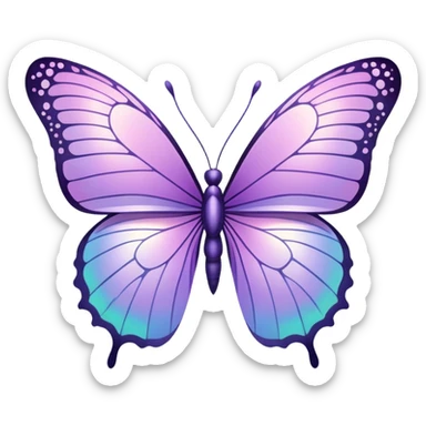 Sparkly Iridescent luminescent pale Pastel purple-gradient iridescent butterfly sticker