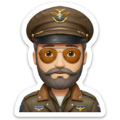 captain pilot bearded sticker