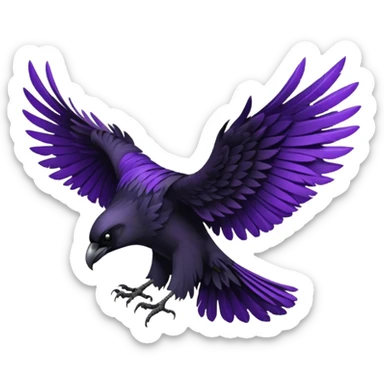 Black  and purple realistic Raven wings, wings only sticker