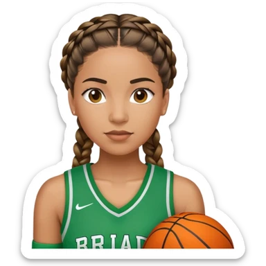 Latino woman with braids basketball player in green sticker