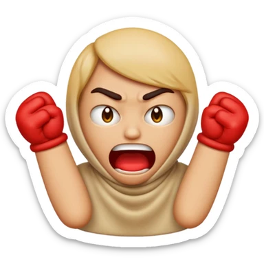 An emoji with their fingers wrapped around their neck and squeezing they looked mad sticker