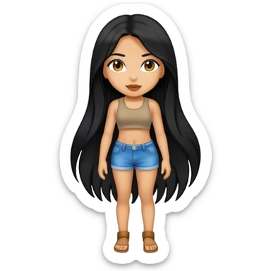 Tan girl with black long hair and hot outfit sticker