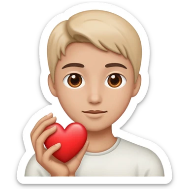 make me a emoji with a kind person holding a heart sticker