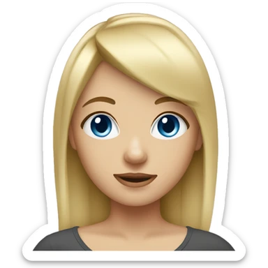Blonde girl with blue eyes and straight hair with bangs sticker