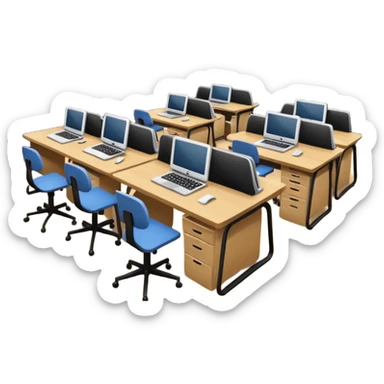 Birdseye view of large study space with students working separately sticker