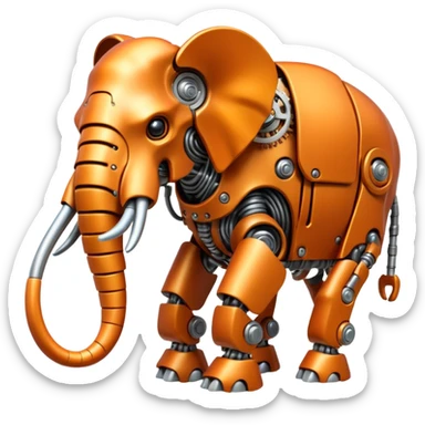 Little completely orange mammouth cyborg sticker