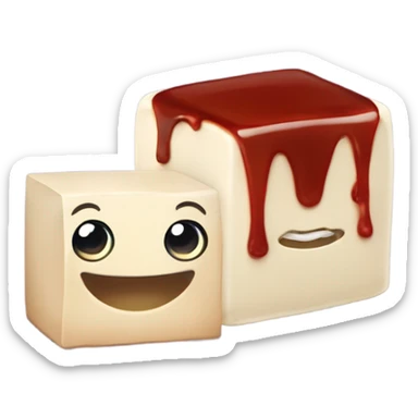 cute tofu block next to cute soysauce  sticker