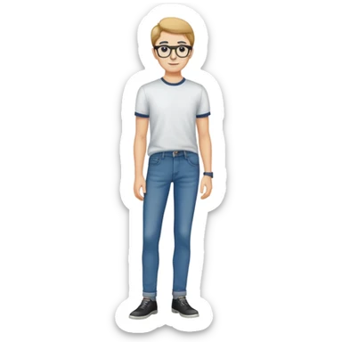 Ein junge der aus sieht wie ein nerd brille komischer seitenscheitel richtig fette skinni jeans sticker