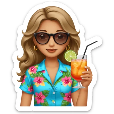 chill girl long curling hair in drink holders with sunglasses sticker