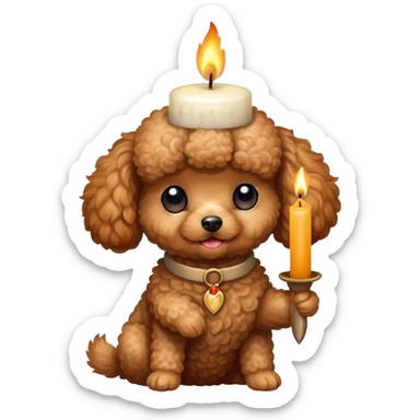 toy poodle holding a candle sticker
