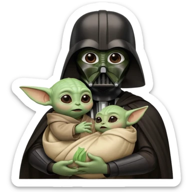 Darth Vader holding baby Yoda sticker