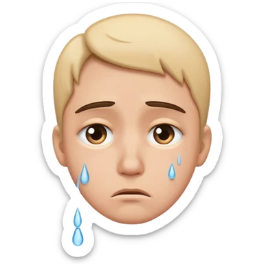 sad face with tears streaming down sticker