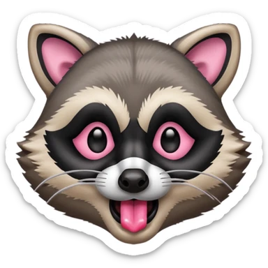 a raccoon with its tongue out sticker