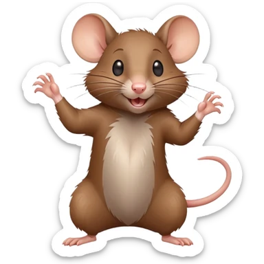 Energetic rat in mid-dance pose with one paw up and joyful expression sticker