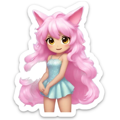 Anthro Shiny Pastel Glitter Sparkle Stars Pink Gradient Anime Chibi Fakémon Fur Sona sticker