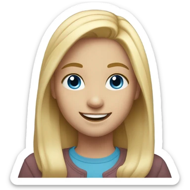 smiling blonde girl blue eyes portrait sticker