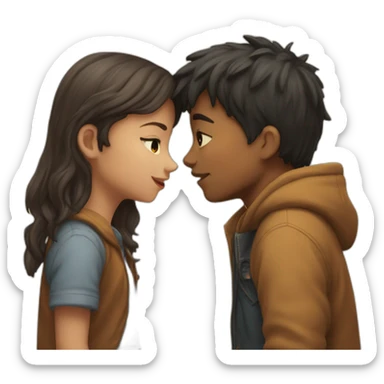 A boy and a girl kisss each other sticker