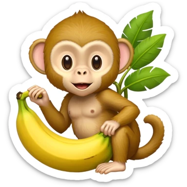Banana Monkey Green Pink Yellow sticker