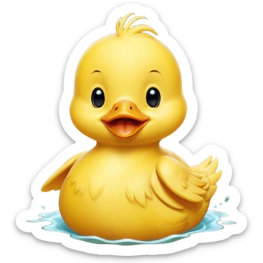 Cinematic Cute Yawning Yellow Baby Duck Portrait Emoji, Head tilted slightly with a dramatic, wide-open yawn, showcasing a soft, downy yellow coat with little drooping wings, round eyes barely open in drowsy contentment, Simplified yet irresistibly adorable features, highly detailed, glowing with a soft, cozy glow, high shine, relaxed yet expressive, stylized with a touch of whimsical charm, bright and endearing, soft glowing outline, capturing the essence of a sleepy yet affectionate duckling, so drowsy it feels like it could stretch out of the screen and curl up for a nap! sticker