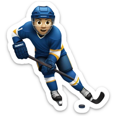 Hockey player shooting a puck at the net sticker