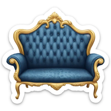 Navy blue rococo sofa sticker