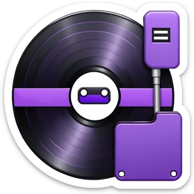 black 8-bit record disc with a purple middle label sticker