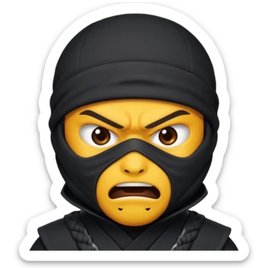 Hazme un emoji de ninja enojado que no tenga boca sticker