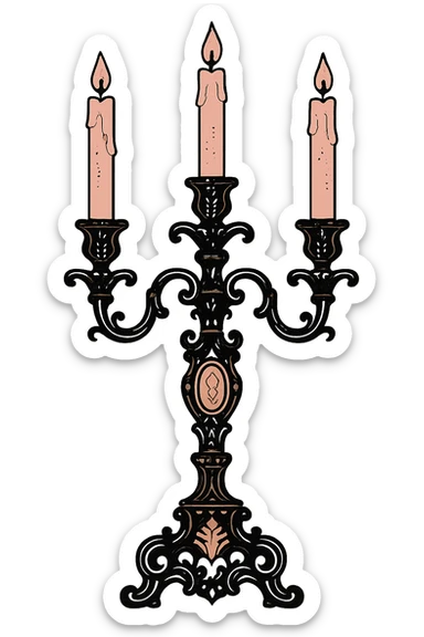 black and pink ornate candelabra sticker