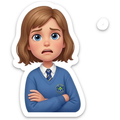 girl from river primary school shrugging with thought bubble containing mathematical symbols. Girl looks confused sticker