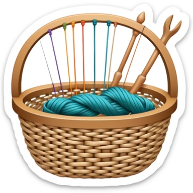 Weaving icon, various types of weaving such as basket weaving, macramé, and loom weaving, showing intertwined threads or ropes, weaving tools like shuttle, crochet hook, and loom, minimalistic style, clean lines, transparent background. sticker