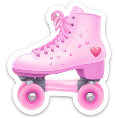 Pastel Pink Roller Skates "A pair of pastel pink roller skates with glowing wheels, sparkling laces, and tiny heart patterns along the sides." sticker