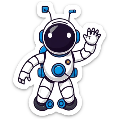 cute robot assistant with helpful pose sticker