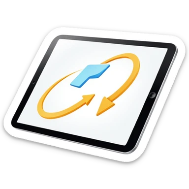 digital tablet illustration hovering above a smooth vector curve sticker