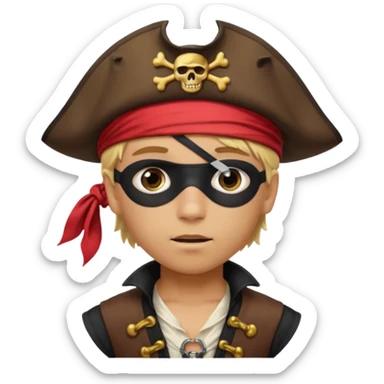 light brown hispanic boy with blond hair that is dressed as a pirate sticker