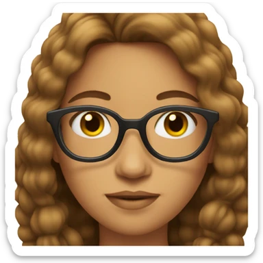 a queen with glasses and long brown hair sticker
