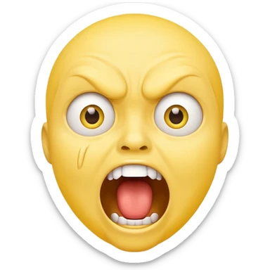 screaming face emoji, yellow face, wide open mouth, expressive eyes, no text sticker