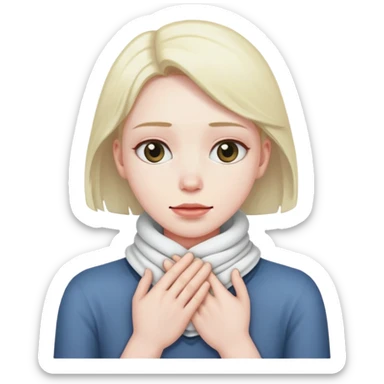 Someone with there two hands wrapped around there neck sticker