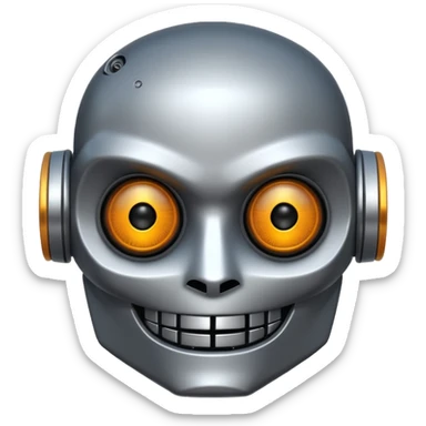 evil robot. Only its head. Low details. Make it smile sticker