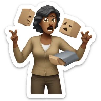 Angry woman throwing stuff sticker