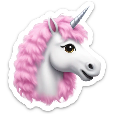 Pink fluffy unicorn sticker
