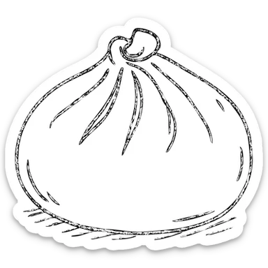 minimalist hand-drawn outline of a banh bao, no fill, slightly irregular lines sticker