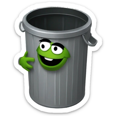 oscar the grouch inside metal trash can sticker
