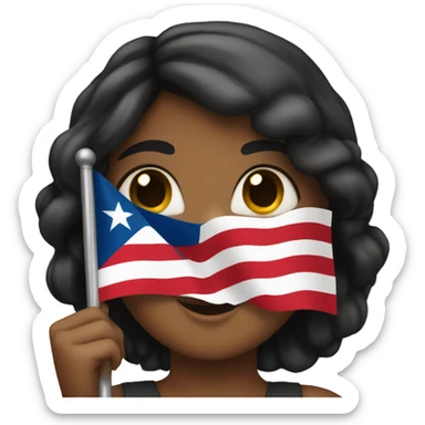 Girl holding a Puerto Rican flag sticker
